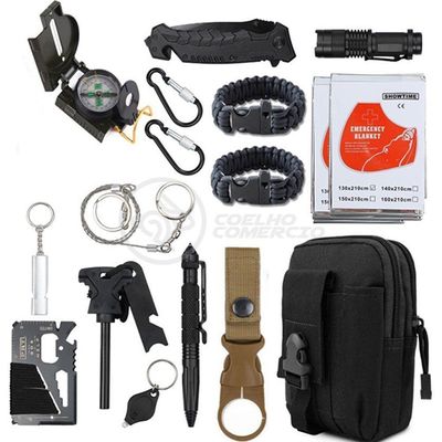 Kit De Emergência Selva E Atividades Camping preto