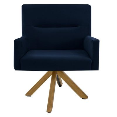 Kit 2 Poltronas Base Madeira Angel B-304 Veludo Azul