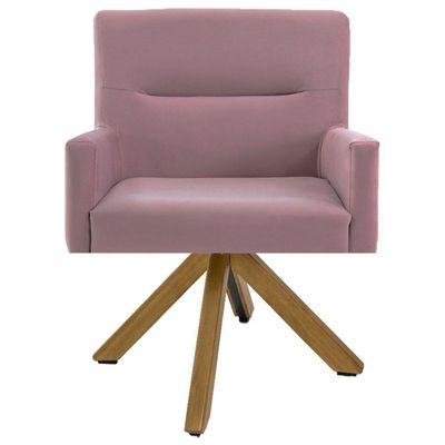 Kit 2 Poltronas Base Madeira Angel B-305 Veludo Rosa
