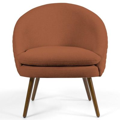 2 Poltronas Pés Palito Rafa B-235 Linho Tressê Laranja Domi