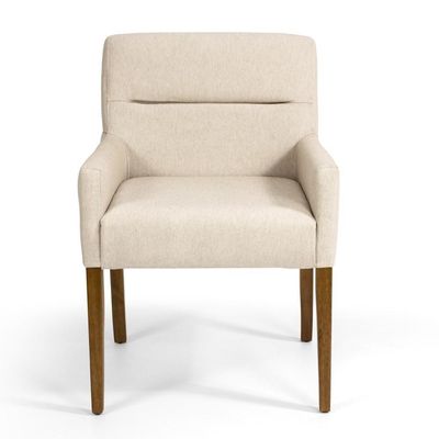 2 Poltronas Base Madeira Angel C-129 Linho Bege Claro Domi