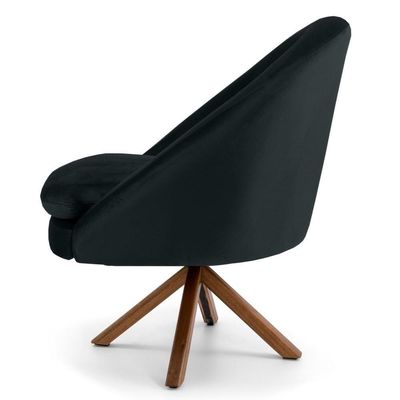 2 Poltronas Giratórias Base Madeira B-300 Veludo Preto Domi
