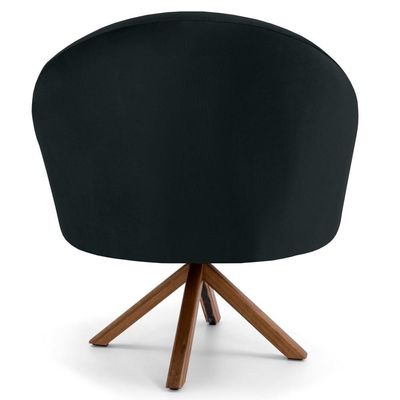 2 Poltronas Giratórias Base Madeira B-300 Veludo Preto Domi