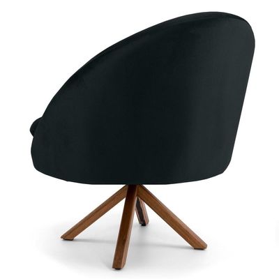 2 Poltronas Giratórias Base Madeira B-300 Veludo Preto Domi
