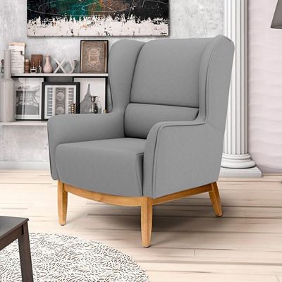 2 Poltronas Base Manu Madeira C-416 Cinza Escuro Domi