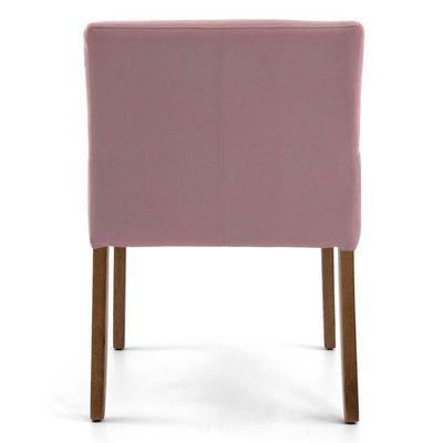 Kit 2 Poltronas  Base Madeira Angel B-305 Veludo Rosa