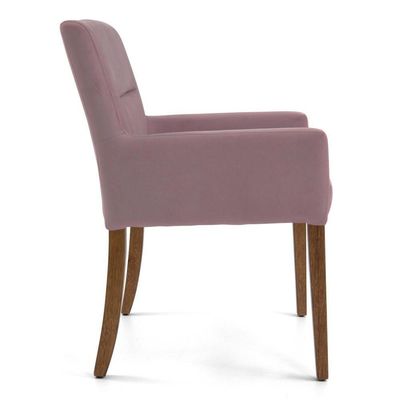 Kit 2 Poltronas  Base Madeira Angel B-305 Veludo Rosa