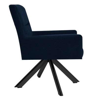 Kit 2 Poltronas  Giratórias Base Preto Veludo Azul
