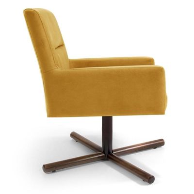 Kit 2 Poltronas  Giratórias Veludo Amarelo