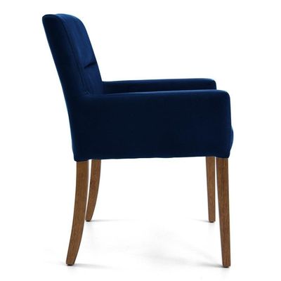 Kit 2 Poltronas  Base Madeira Angel B-304 Veludo Azul