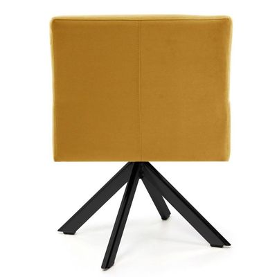 Kit 2 Poltronas  Giratórias Base Preto Veludo Amarelo- Domi