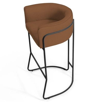 Banqueta Base Aço Preto Betina B-262 Veludo Telha - Domi