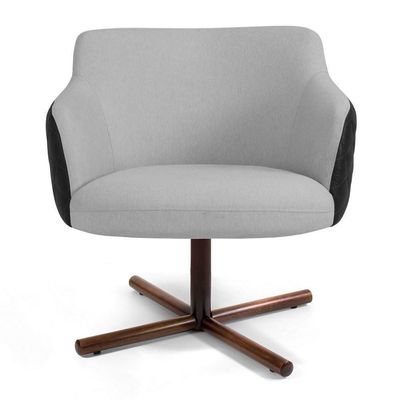 Poltrona Jade Base Xis Giratória C-315 Tressê Cinza Claro
