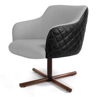 Poltrona Jade Base Xis Giratória C-315 Tressê Cinza Claro