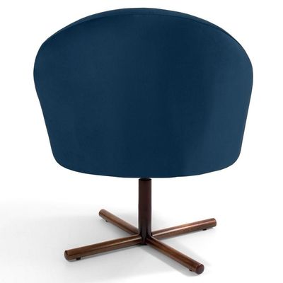Kit 2 Poltronas Giratórias Base Xis Madeira Azul Marinho