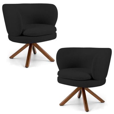 Kit 02 Poltronas Melissa Base Giromad Giratória B-300 Preto