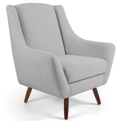 Kit 02 Poltronas Juliet Pés De Madeira C-315 Cinza Claro