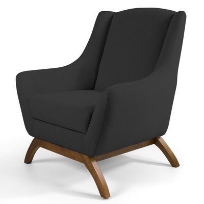 Kit 02 Poltronas Juliet Base De Madeira C-465 Chumbo