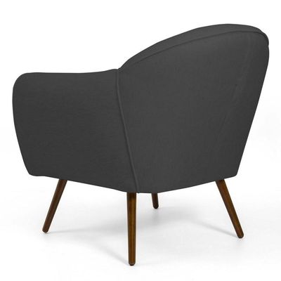Kit 02 Poltronas Nina Pés Palito Madeira Cinza Escuro