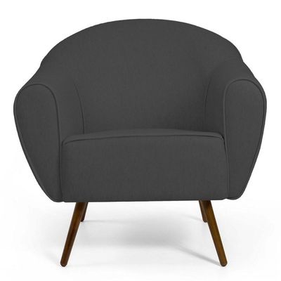 Kit 02 Poltronas Nina Pés Palito Madeira Cinza Escuro