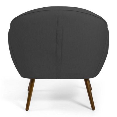 Kit 02 Poltronas Nina Pés Palito Madeira Cinza Escuro