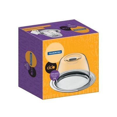 Porta-Queijo Tramontina Ciclo Em Aço Inox 20 Cm 2 Peças
