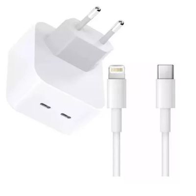 Carregador Turbo Duplo Usb-c Compativel iPad e iPhone 12 13 14 - 40w