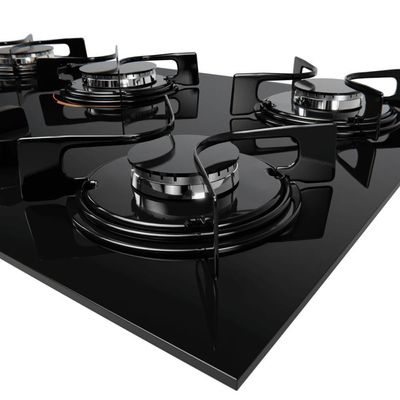 Cooktop 5 Bocas Preto Com Mesa De Vidro Atlas U Top Bivolt