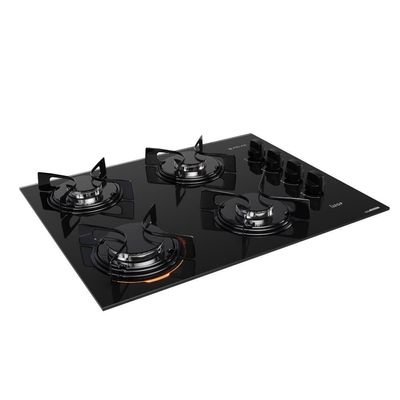 Cooktop 4 Bocas Preto Com Mesa De Vidro Atlas U Top Bivolt