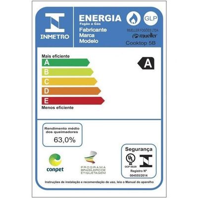 Fogão Cooktop Tripla Chama - 05 Bocas - Mueller Branco Bivolt