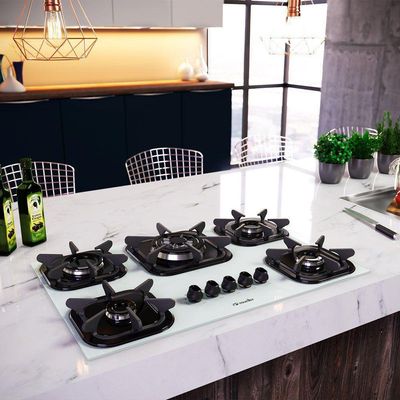 Fogão Cooktop Tripla Chama - 05 Bocas - Mueller Branco Bivolt