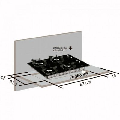 Fogão Cooktop Ultra Chama - 04 Bocas - Mueller Preto Bivolt