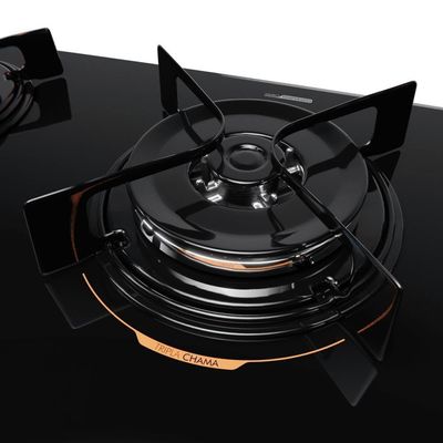 Cooktop 5 Bocas Preto Com Mesa De Vidro E Tripla Chama Atlas U Top Bivolt