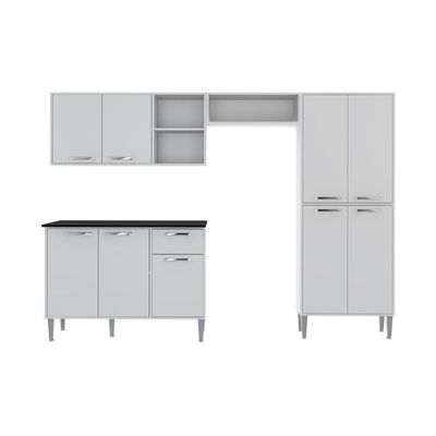 Cozinha Compacta Com Armário E Balcão Xangai Multimóveis Vm2840 Branca Branco