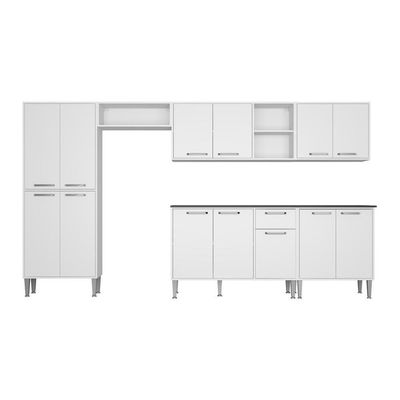 Cozinha Compacta Com Armário E Balcão Xangai Jazz Multimóveis Branca Branco