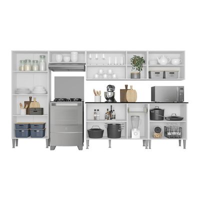 Cozinha Compacta Com Armário E Balcão Xangai Jazz Multimóveis Branca Branco