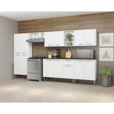 Cozinha Compacta Com Armário E Balcão Xangai Jazz Multimóveis Branca Branco