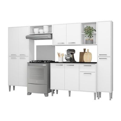 Cozinha Compacta Com Armário E Balcão Xangai Classic Multimóveis Branca Branco