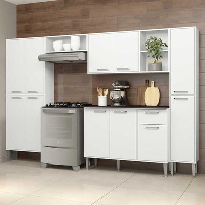 Cozinha Compacta Com Armário E Balcão Xangai Classic Multimóveis Branca Branco