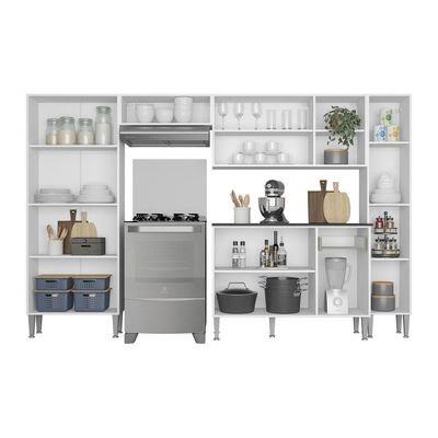 Cozinha Compacta Com Armário E Balcão Xangai Classic Multimóveis Branca Branco