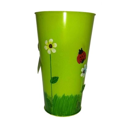 Vaso Balde Metal Enfeite Jardim Quintal Varanda Joaninha