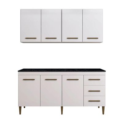 Cozinha Completa 7 Portas 3 Gavetas Atenas Kaiki Moveis Branco