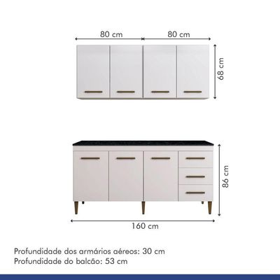Cozinha Completa 7 Portas 3 Gavetas Atenas Kaiki Moveis Branco