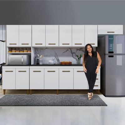 Cozinha Completa 14 Portas 3 Gavetas Atenas Kaiki Moveis Branco