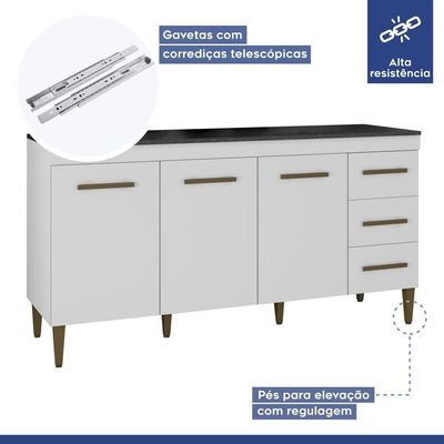 Cozinha Completa 12 Portas 3 Gavetas Atenas Kaiki Moveis Branco