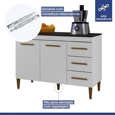 Cozinha Completa 10 Portas 3 Gavetas Atenas Kaiki Moveis Branco
