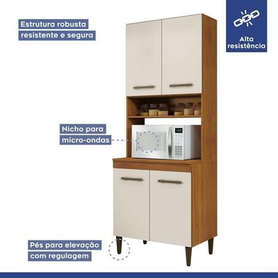 Cozinha Completa 14 Portas 3 Gavetas Atenas Kaiki Moveis Nature/Off White