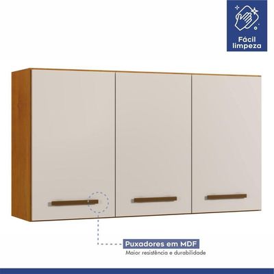 Cozinha Completa 14 Portas 3 Gavetas Atenas Kaiki Moveis Nature/Off White