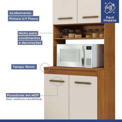 Cozinha Completa 14 Portas 3 Gavetas Atenas Kaiki Moveis Nature/Off White