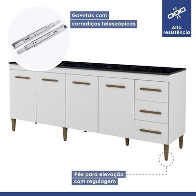 Cozinha Completa 14 Portas 3 Gavetas Atenas Kaiki Moveis Branco